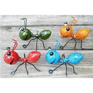 5Metal Ant Garden Decor Set of 4Colorful Outdoor Garden Yard Art Wall Sculptures